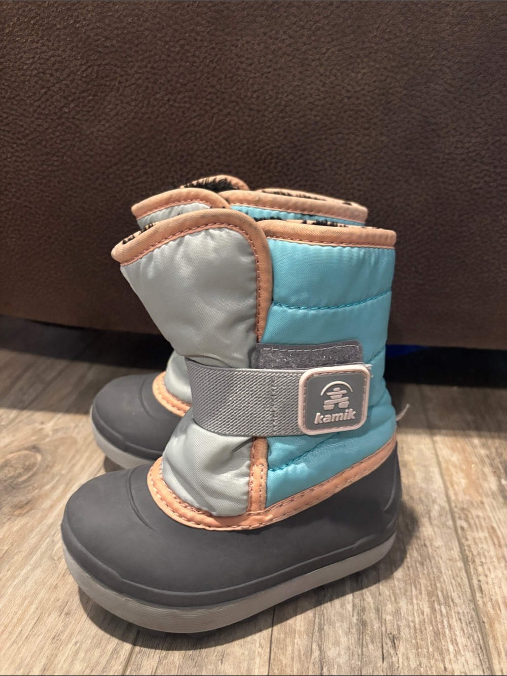 Kamik Kids Teal, Light Gray & Tan Winter Boots Size 7
